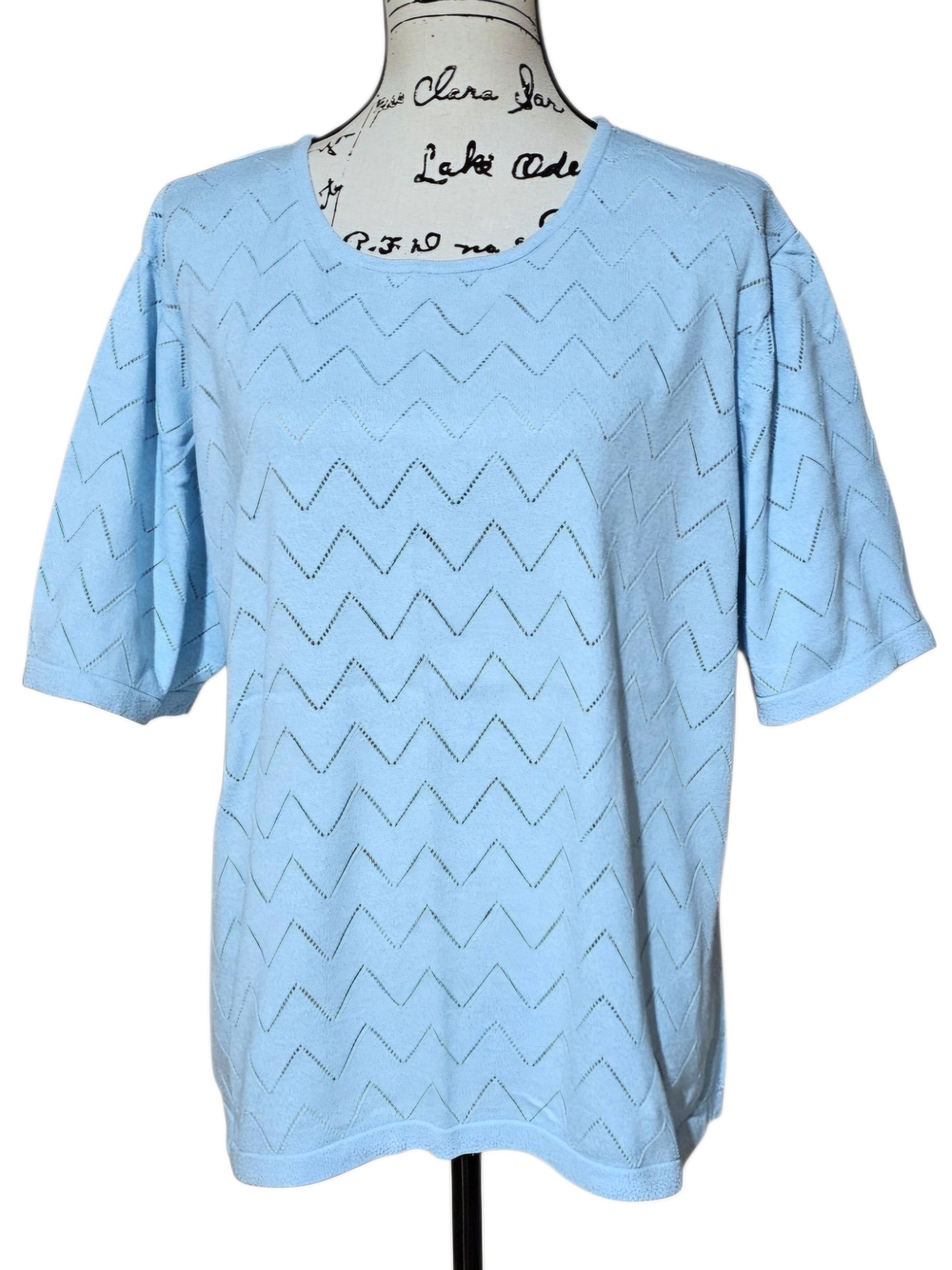 C.D. Daniels Light Blue Short Sleeve Knit Top for Women